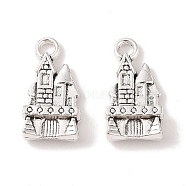 Tibetan Style Zinc Alloy Pendants, Lead Free & Cadmium Free, Castle, Antique Silver, 21x11x5mm, Hole: 2mm(X-TIBEP-R334-156AS-RS)