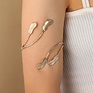 Alloy Arm Cuff Bangles, Golden, Leaf, 3-1/2 inch(9cm)(WGA5578-04)