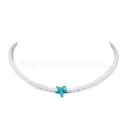Synthetic Turquoise Necklaces, with Glass Seed Beads, Starfish, 15.35 inch(39cm)(NJEW-JN04773-02)