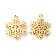Brass Pave Clear Cubic Zirconia Connector Charms, Snowflake Links, Real 18K Gold Plated, 15x12x4mm, Hole: 1mm(KK-P234-03G)