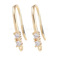 Brass Micro Pave Cubic Zirconia Earring Hooks, Fishhook, Golden, 17.5x7x2.5mm, Hole: 1mm(KK-U008-12G)