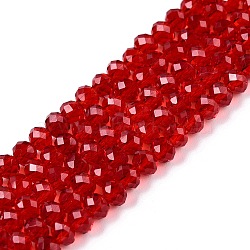 Glass Beads Strands, Faceted, Rondelle, Red, 3.5~3.8x3mm, Hole: 0.4mm, about 113~115pcs/strand, 12.80~12.99 inch(32.5~33cm)(EGLA-A044-T3mm-D01)