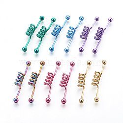 Electrophoresis 304 Stainless Steel Barbell Cartilage Earrings, Mixed Color, 47mm, Pin: 1.5mm(EJEW-L207-B)