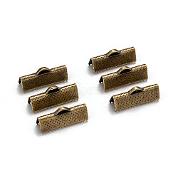 Iron Ribbon Crimp Ends, Nickel Free, Antique Bronze, 8x20mm, Hole: 2mm(X-IFIN-S008-AB-NF)