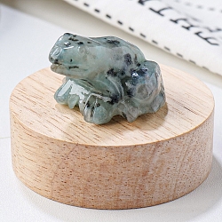 Natural Sesame Jasper Carved Healing Frog Figurines, Reiki Energy Stone Display Decorations, 37x32x25mm(PW-WG28161-01)