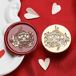 Golden Tone Round Wax Seal Brass Stamp Heads, for Wax Seal Stamp, Valentine's Day Series, Crown, 30x15mm, Hole: 7mm(AJEW-S087-01G-12)