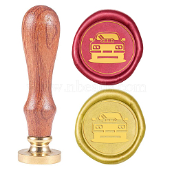 Wax Seal Stamp Set, Sealing Wax Stamp Solid Brass Head,  Wood Handle Retro Brass Stamp Kit Removable, for Envelopes Invitations, Gift Card, Car Pattern, 83x22mm, Head: 7.5mm, Stamps: 25x14.5mm(AJEW-WH0131-392)