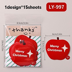 Christmas Theme Paper Self-Adhesive Stickers, for Presents Decoration, Apple, 56x50x0.2mm, sheets/bag(DIY-M070-10B)