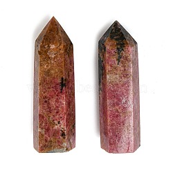 Natural Rhodonite Home Decorations, Display Decoration, Healing Stone Wands, for Reiki Chakra Meditation Therapy Decos, Hexagon Prism, 51~65x16~18x15~20mm(G-A217-05)