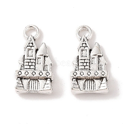 Tibetan Style Zinc Alloy Pendants, Lead Free & Cadmium Free, Castle, Antique Silver, 21x11x5mm, Hole: 2mm(X-TIBEP-R334-156AS-RS)