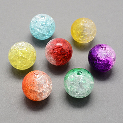 Two Tone Transparent Crackle Acrylic Beads, Half Spray Painted, Round, Mixed Color, 10mm, Hole: 2mm(X-CACR-R009-10mm-M)