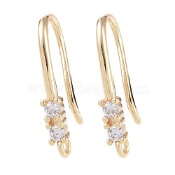 Brass Micro Pave Cubic Zirconia Earring Hooks, Fishhook, Golden, 17.5x7x2.5mm, Hole: 1mm(KK-U008-12G)