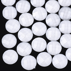 Resin Cabochons, with Glitter Powder, Faceted, Dome/Half Round, Creamy White, 10x2.5mm(CRES-Q208-09B)
