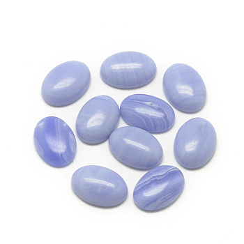Natural Striped Agate/Banded Agate Cabochons, Dyed, Oval, Medium Purple, 18x13x5mm