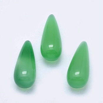 Natural Agate Beads, Dyed & Heated, teardrop, No Hole/Undrilled, Light Green, 20.5x9mm