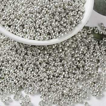 MIYUKI Round Rocailles Beads, Japanese Seed Beads, 8/0, (RR181) Galvanized Silver, 8/0, 3mm, Hole: 1mm, about 19000~20500pcs/pound