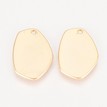 Brass Pendants, Nickel Free, Real 18K Gold Plated, 20~20.5x14~14.5x1mm, Hole: 1mm