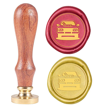 Wax Seal Stamp Set, Sealing Wax Stamp Solid Brass Head,  Wood Handle Retro Brass Stamp Kit Removable, for Envelopes Invitations, Gift Card, Car Pattern, 83x22mm, Head: 7.5mm, Stamps: 25x14.5mm
