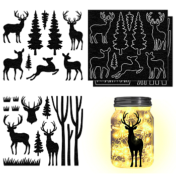 Silhouette Paper, for Lighting Decoration, Paper Cut Light Box, Deer, 150x170mm, 4pcs/set