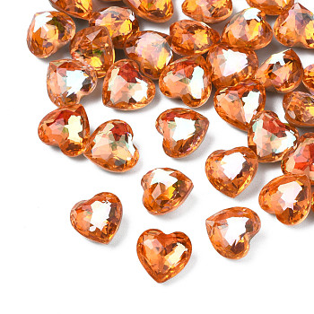 Glass Rhinestone Cabochons, Nail Art Decoration Accessories, Faceted, Heart, Sun, 9.5x10x6mm