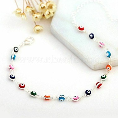 Christmas Brass Evil Eye Enamel Link Chain Anklets for Women(WGC2D50-03)-3