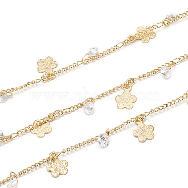 Clear Brass+Cubic Zirconia Curb Chains Chain