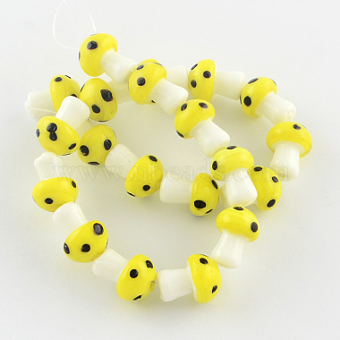 Yellow Mushroom Lampwork Beads