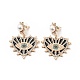 Crystal Rhinestone Heart with Evil Eye Dangle Stud Earrings with Enamel(EJEW-J045-05C-KCG)-1