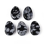 Natural Snowflake Obsidian Pendants, Teardrop Charms, 29.5~30.5x19.5~20.5x8~11mm, Hole: 2~3mm(G-N349-08B)