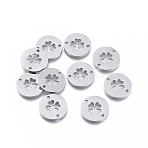 Tarnish Resistant 304 Stainless Steel Links connectors, Flat Round with Clover, Stainless Steel Color, 11.5x1mm, Hole: 1.2mm(STAS-F240-32P)