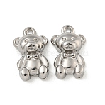 Non-Tarnish 304 Stainless Steel Charms, Bear Charms, Stainless Steel Color, 14.5x9x4.5mm, Hole: 1.2mm(X-STAS-N103-115P)