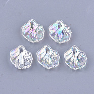 Transparent Acrylic Pendants, AB Color, Leaf, Clear, 19x17x4~5mm, Hole: 1.2mm, about 1360pcs/500g(TACR-T007-08A)