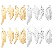 16Pcs 4 Style 201 Stainless Steel Links/Connectors, Laser Cut Links, Leaf, Golden & Stainless Steel Color, 26~33x7~11x1mm, hole: 1.4~1.8mm, 4pcs/style(STAS-UN0031-95)