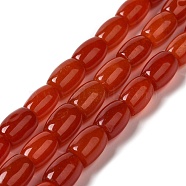 Natural Dyed White Jade Beads Strands, Oval, Dark Red, 11.5~12x7.5~8mm, Hole: 0.8mm, about 29~32pcs/strand, 12.99''~15.16''(33~38.5cm)(G-M402-A01-08)