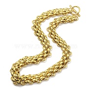 304 Stainless Steel Chain Necklaces, Mesh Chain, Golden, 16-1/4 inch(41.3cm)(NJEW-P298-01B-G)
