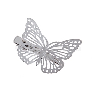 Hollow Butterfly Alloy Alligator Hair Clips, Hair Accessories for Women and Girls, Platinum, 35x46mm(PW-WG60457-02)