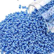 TOHO Round Seed Beads, Japanese Seed Beads, (124D) Opaque Luster Denim Blue, 11/0, 2.2mm, Hole: 0.8mm, about 5555pcs/50g(SEED-XTR11-0124D)