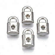 Opaque Spray Painted Acrylic Pendants, Lock, Silver, 16x10x5mm, Hole: 4.5x4mm, about 1000pcs/500g(ACRP-N002-36)