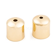 Ion Plating(IP) Brass Cord Ends, End Caps, Column, Real 18K Gold Plated, 10x9x9mm, Hole: 1mm, Inner Diameter: 8.5mm(KK-O146-05A-G)