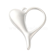 Brass Pendant, Lead Free & Cadmium Free, Heart, 925 Sterling Silver Plated, 25x21x2mm, Hole: 1.4mm(KK-K383-29S)