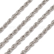 Iron Rope Chains, Unwelded, Platinum Color, with Spool, Link:3mm, wire: 0.6mm thick, about 328.08 Feet(100m)/roll(CHP002Y-N)