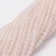 Natural White Jade Beads Strands, Round, 2mm, Hole: 0.5mm, about 190pcs/strand(G-N0190-09-2mm)