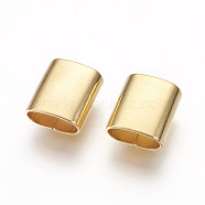 201 Stainless Steel Slide Charms, Oval, Real 24K Gold Plated, 10x9x4.5mm, Hole: 3.5x7.5mm(STAS-G187-29G-B)