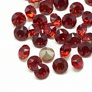 Pointed Back Glass Rhinestone Cabochons, Back Plated, Faceted, Diamond, Siam, 5x4mm(RGLA-T110-5mm-002)
