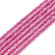 Transparent Glass Beads Strands, Faceted, Round, Hot Pink, 2mm, Hole: 0.6mm, about 182~201pcs/strand, 14.57~15.24 inch((37~38.7cm)(GLAA-C019-01A-05)