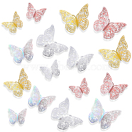 8 Sets 4 Colors PET Mirror Wall Stickers, with Glue Stickers, for Home Living Room Bedroom Decoration, 3D Butterfly, Mixed Color, 59.5~90x78~118x0.2mm, 2 set/color(DIY-CP0009-15B)