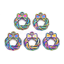 Alloy Cabochon Settings For Enamel Pendants, Rainbow Color, Cadmium Free & Nickel Free & Lead Free, Christmas, Garland, 16x13.5x2mm, Hole: 1.6mm(PALLOY-S180-269-NR)