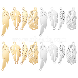 16Pcs 4 Style 201 Stainless Steel Links/Connectors, Laser Cut Links, Leaf, Golden & Stainless Steel Color, 26~33x7~11x1mm, hole: 1.4~1.8mm, 4pcs/style(STAS-UN0031-95)