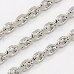 3.28 Feet 304 Stainless Steel Cable Chains, Faceted, Stainless Steel Color, 3.9x2.9x0.8mm(X-CHS-K002-04-3mm)