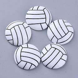 Sports Theme Resin Cabochons, Volleyball, White, 27x6mm(X-CRES-N021-06B)